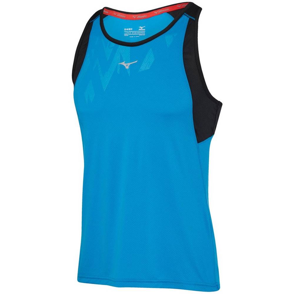 Mizuno Singlet Alpha Vent - Erkek Atlet - Mavi/Siyah Türkiye (RVTILO-928)